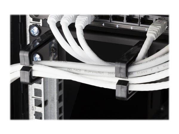 DELTACO - Rackkabelstyringspanel - svart - 1U - 19"