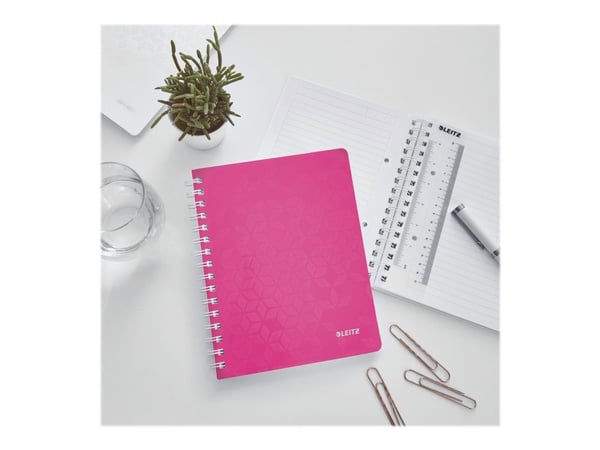Leitz WOW - Kollegieblock - trådbunden - A5 (148 x 210 mm) - 80 ark - linjerad - metalliskt rosa - polypropylen (PP)