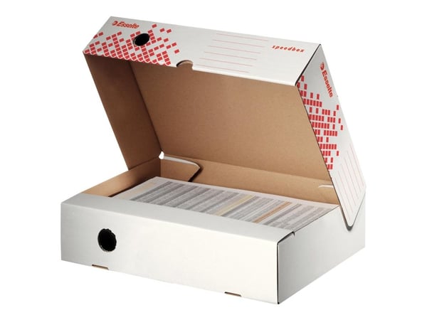 Esselte Speedbox arkistointilaatikko FSC® vaakasuuntainen 80 mm, Punainen, Valkoinen, A4, 180 g, 80 x 350 x 250 mm