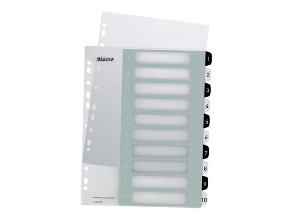 Leitz WOW Extra Wide - Avdelare - 10 delar - förtryckt: 1-10 - för A4 (210 x 297 mm) - svart, vit