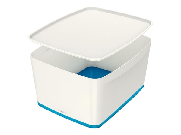 Oppbevaringsboks Leitz MyBox® Large med lokk hvit/blå - (4 stk.)
