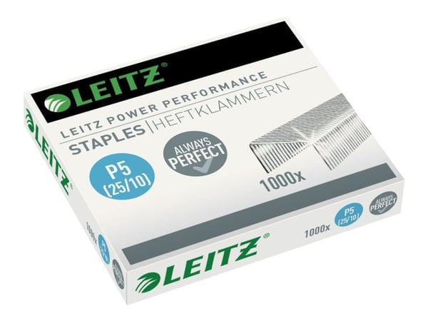 Leitz Niitit Power Performance P5 25/10 1000/ltk, Niittipakkaus, 25/10, 1 cm, 1000 niitit, 60 sivua, 25/10