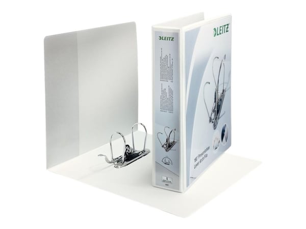 Leitz 180° - Hevarmbuefil for presentasjoner - bokryggbredde: 80 mm - for A4 Maxi - kapasitet: 600 ark - hvit