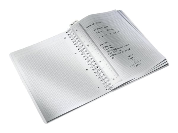 Leitz WOW - Anteckningsblock - trådbunden - A4 (210 x 297 mm) - 80 ark / 160 sidor - fyrkantig - 4 hål - grön - polypropylen (PP)