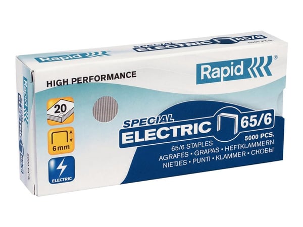 Rapid Niitit Strong 65/6 Electric Galvanoitu 5000/ltk, Niittipakkaus, 65/6, 6 mm, 5000 niitit, 65/6, Galvanoitu metalli