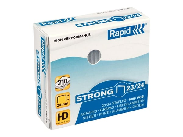 Rapid Niitit Strong 23/24 Galvanoitu 1000/ltk, Niittipakkaus, 23/24, 2,4 cm, 1000 niitit, 23/24, Galvanoitu teräs