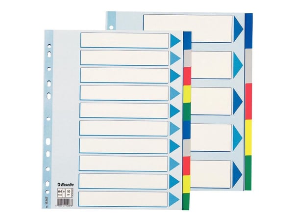 Esselte - Inndeler - 10 deler - for A4 Maxi - med fliker - multifarge - for P/N: 48083, 48086, 48087
