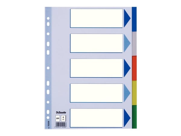 Esselte - Inndeler - 5 deler - for A4 (210 x 297 mm) - med fliker - multifarge - for P/N: 48083, 48086, 48087