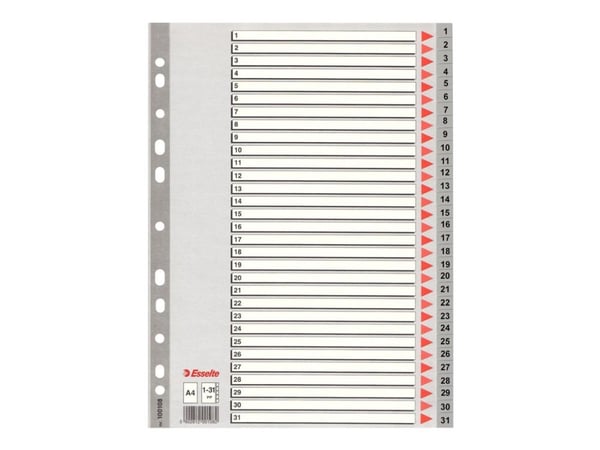 Esselte - Inndeler - 31 deler - fortrykt: 1-31 - for A4 (210 x 297 mm) - med fliker