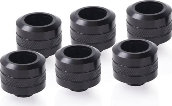Alphacool Eiszapfen Pro Connector 16mm Hardtube Fitting G1/4, 6-Pack - Svart