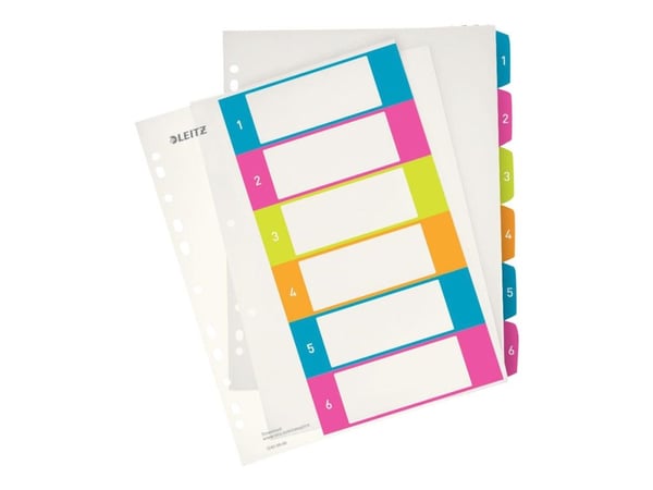 Leitz WOW - Inndeler - 6 deler - fortrykt: 1-6 - for A4 Plus (228 x 303 mm) - med fliker - multifarge