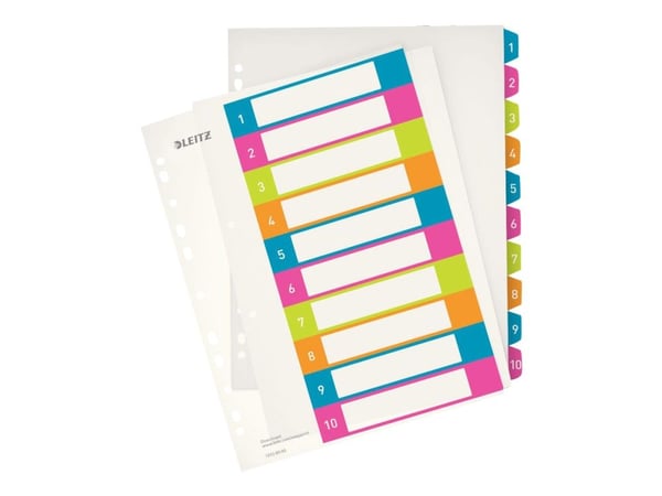 Leitz WOW - Inndeler - fortrykt: 1-10 - for A4 Maxi - med fliker - multifarge