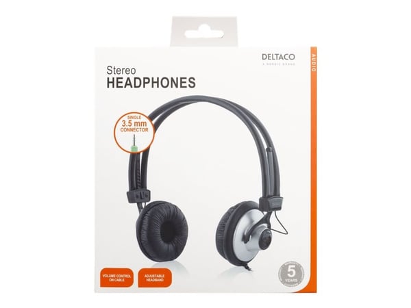 DELTACO HL-6 - Hodetelefoner - full størrelse - kablet - 3,5 mm jakk