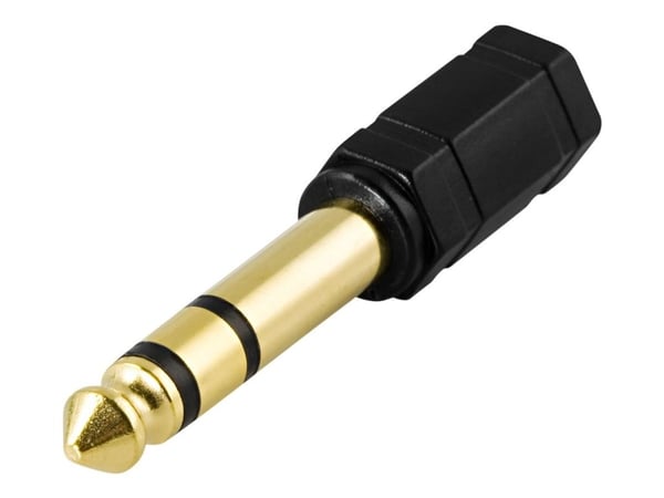 DELTACO - Audioadapter - mini-phone stereo 3.5 mm hunn til stereojakk hann - svart
