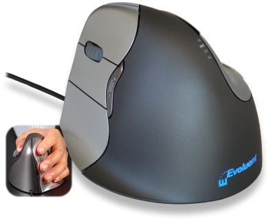 Evoluent VerticalMouse 4 - Mus - ergonomisk - venstrehåndet - optisk - 6 knapper - kabling - USB