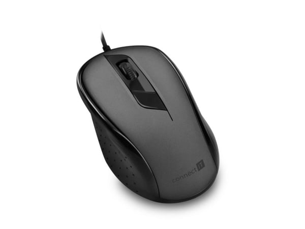 Connect IT CMO-1200-GY, Høyre hendt, Optisk, USB Type-A, 1000 DPI, Grå