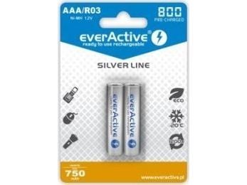 Everactive EVHRL03-800, Laddningsbart batteri, AAA, Nickel-metallhydrid (NiMH), 1,2 V, 2 styck, 800 mAh