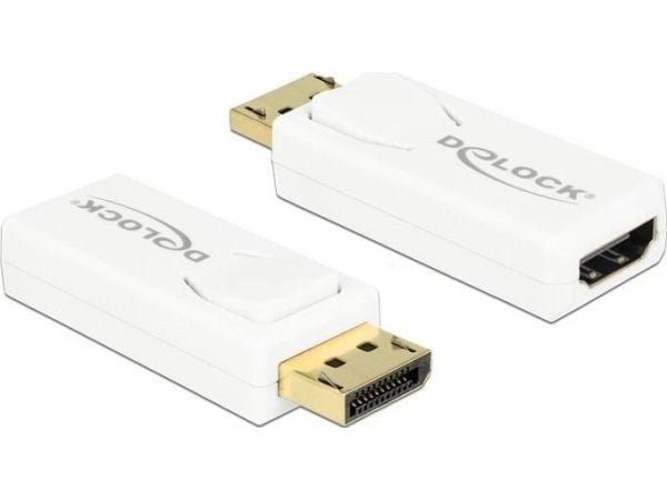 Delock - Video adapter - DisplayPort hann til HDMI hunn - hvit - 4K-støtte