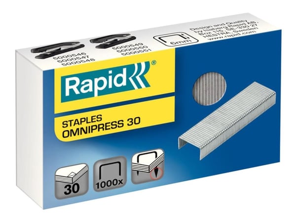 Rapid niitit Omnipress 30 arkkia, 1000kpl, Niittipakkaus, 6 mm, 1000 niitit, Kiinnitys, Metalli, Metallinen