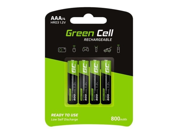 Vihreä kenno ladattava - Paristot 4 x AAA - NiMH - 800 mAh