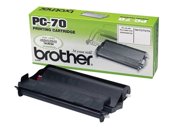 Brother PC-70, Faksin patruuna + nauha, 140 sivua, musta, Brother FAXT72, FAXT74, FAXT76, FAXT78, FAXT7 Plus, FAXT92, FAXT94, FAXT96, FAXT98, Lämpö...