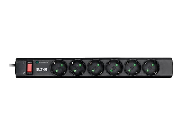 Eaton Protection Strip - Overspenningsavleder - AC 220-250 V - 2500 watt - utgangskontakter: 6 - svart