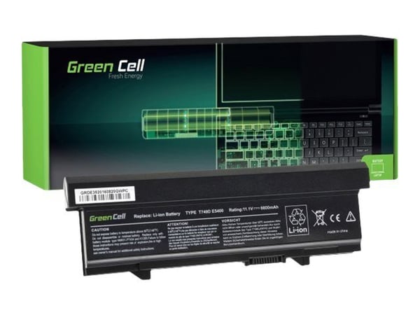 Green Cell - Batteri til bærbar PC (tilsvarer: Dell KM742, Dell KM668) - litiumion - 9-cellers - 6600 mAh - svart - for Dell Latitude E5400, E5410,...