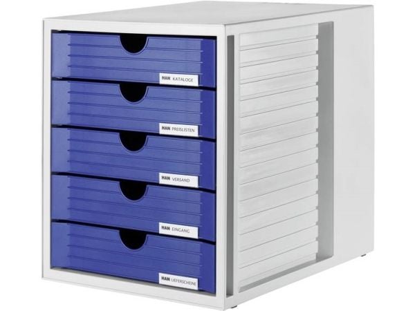 HAN System, Blå, Polystirol, 5 skuffer, 330 mm, 275 mm, 320 mm