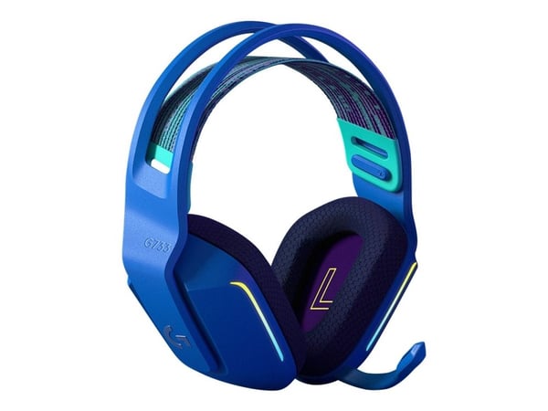 Logitech G G733 LIGHTSPEED Wireless RGB Gaming Headset - Hodesett - full størrelse - 2,4 GHz - trådløs - blå
