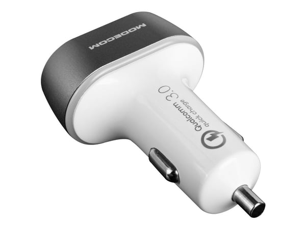 MODECOM MC-CU3-05 - Bilstrømadapter - 3 A - QC 3.0 - 3 utgangskontakter (3 x USB-type A) - hvit