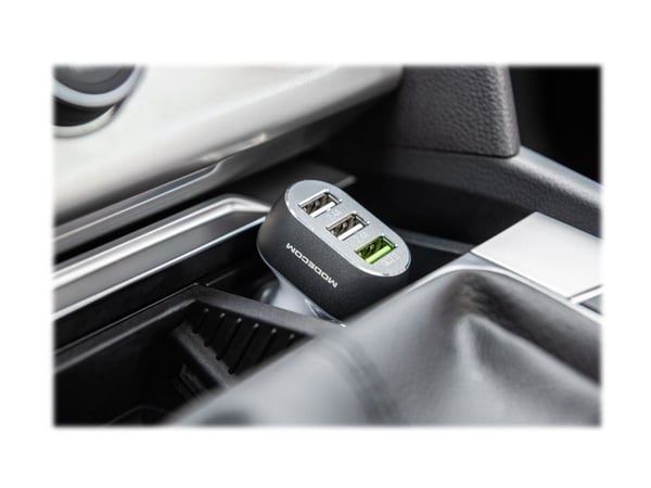MODECOM MC-CU3-05 - Bilstrømadapter - 3 A - QC 3.0 - 3 utgangskontakter (3 x USB-type A) - hvit