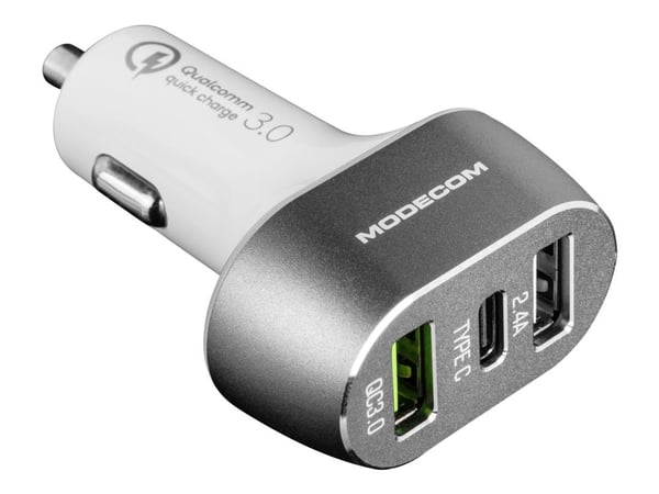 Modecom MC-CU2C1-07, Auto, Tupakansytytin, 12 V, Hopea, Valkoinen