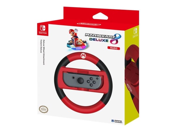 Hori Mario Kart 8 Deluxe Racing Wheel (Mario), Ohjaimen kädensija, Nintendo Switch, Punainen, ABS, Laatikko