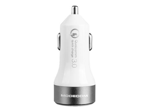 MODECOM MC-QCU2-07 - Bilstrømadapter - 3 A - QC 3.0 - 2 utgangskontakter (2 x USB) - hvit