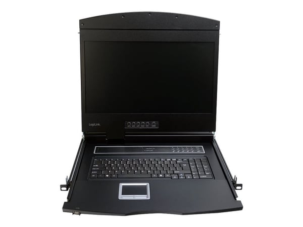 LogiLink - KVM-konsol - PS/2, USB - tyska - 19" (18.51" visbar) - kan monteras i rack - 1366 x 768 @ 60 Hz - 250 cd/m² - 1000:1 - VGA - svart