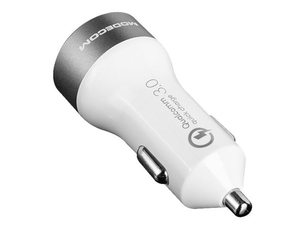 MODECOM MC-QCU2-07 - Bilstrømadapter - 3 A - QC 3.0 - 2 utgangskontakter (2 x USB) - hvit