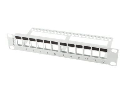 Lanberg PPKS-9112-S - Patchpanel (blank) - stativmonterbar - grå - 1U - 10" - 12 porte
