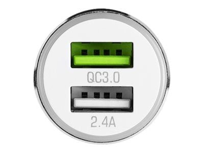 MODECOM MC-QCU2-07 - Bilstrømadapter - 3 A - QC 3.0 - 2 utgangskontakter (2 x USB) - hvit