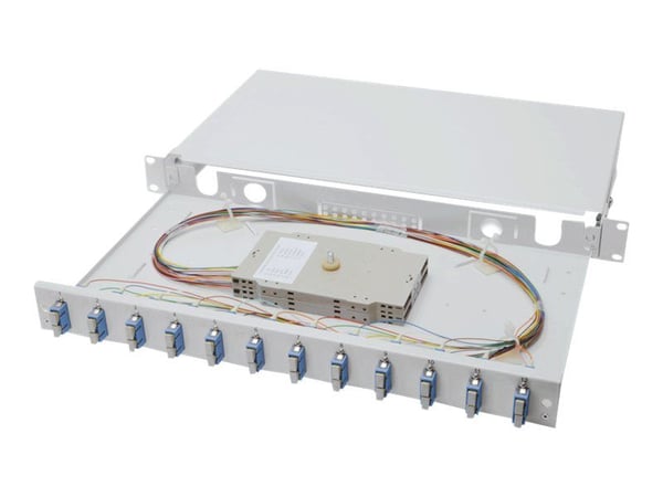 DIGITUS Professional DN-96321/9 - Fiberoptisk skarvlåda - SC Duplex SM X 12 - grå, RAL 7035 - 1U - 19"