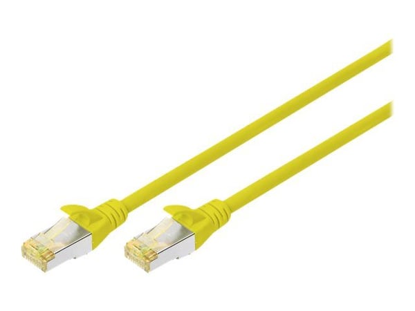 DIGITUS - Koblingskabel - RJ-45 (hann) til RJ-45 (hann) - 15 m - S/FTP - CAT 6a - med støvel, halogenfri, uten hindringer - gul