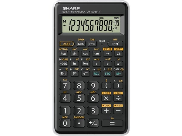 Sharp EL-501T, Lomme, Vitenskaplig, 12 sifre, 1 linjer, Batteri, Svart, Hvit