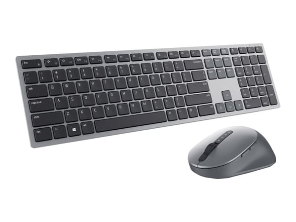 Dell Pro Plus Keyboard and Mouse KM7321W - Tastatur- og mussett - trådløs - 2.4 GHz, Bluetooth 5.0 - QWERTY - US International - titangrå - med 3 y...