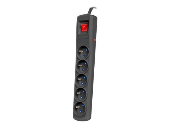 Armac R5 - pistorasia - AC 230 V - 2300 Watt - tulo: tyyppi E - lähtöliittimet: 5 (5 x tyyppi E) - 3 m johto - musta - musta
