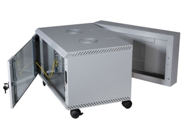 EFB Elektronik 691615VGR.60, Veggmonterbar hylle, 15U, 50 kg, Nøkkellås, Grå