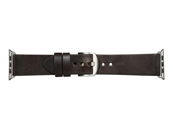 dbramante1928 Bornholm - Klokkestropp for smart armbåndsur - 176 - 224,5 mm - mørk brun, sølv - for Apple Watch Hermès Series 9, SE 3, Series 10, S...