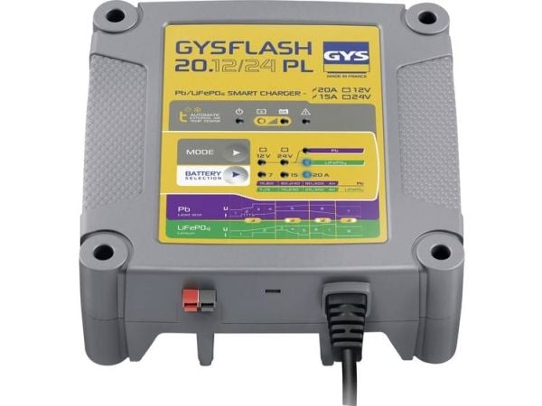 GYS FLASH 20.12/24 PL 026049 automatisk lader 12 V / 24 V 7 A, 15 A, 20 A 7 A, 15 A (026049)