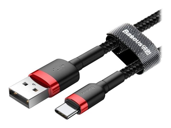 Baseus Cafule - USB-kabel - USB (hann) til 24 pin USB-C (hann) - USB 2.0 - 3 A - 1 m - rød/svart