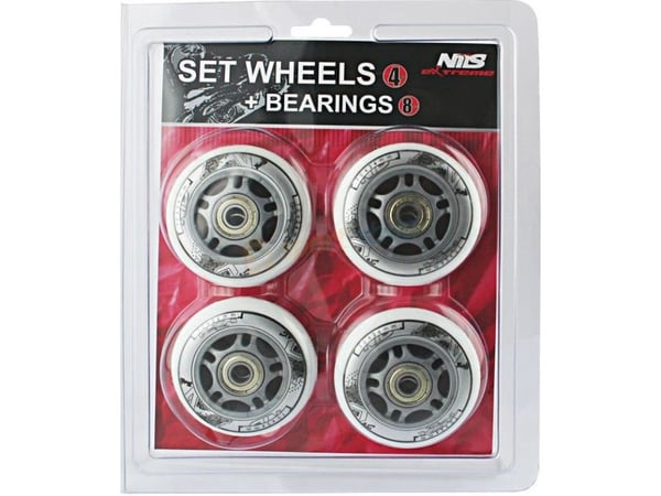 Nils Extreme PU 64x24 82A hvit (4 stk.) + ABEC-7 (8 stk.) sett (16-32-007)