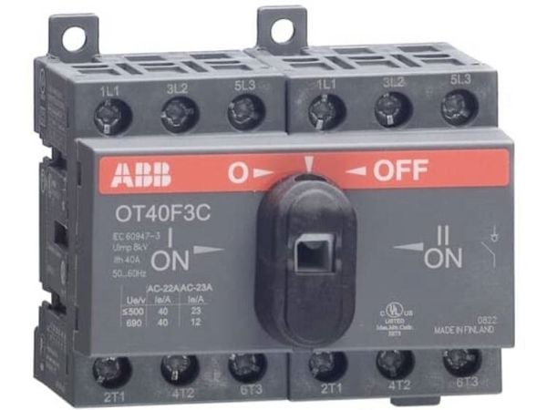 ABB OT40F3C, Ohjauskytkin, 3P, Langallinen, Musta, IP20, 70 mm