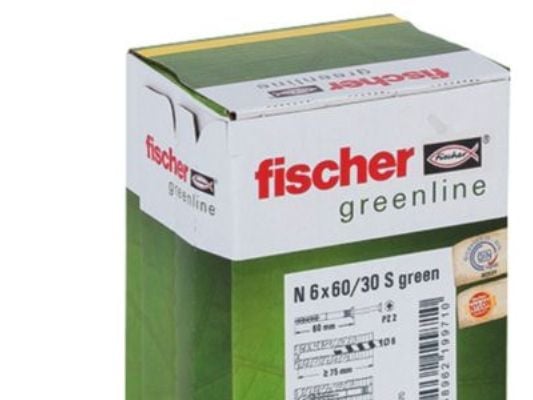 Fischer 524847, Skrue- og veggpluggsett, Murstein, Betong, Pozidriv, PZ2, 60 mm, 6 mm